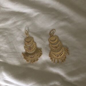 Gold plated dangle earrings maximalist